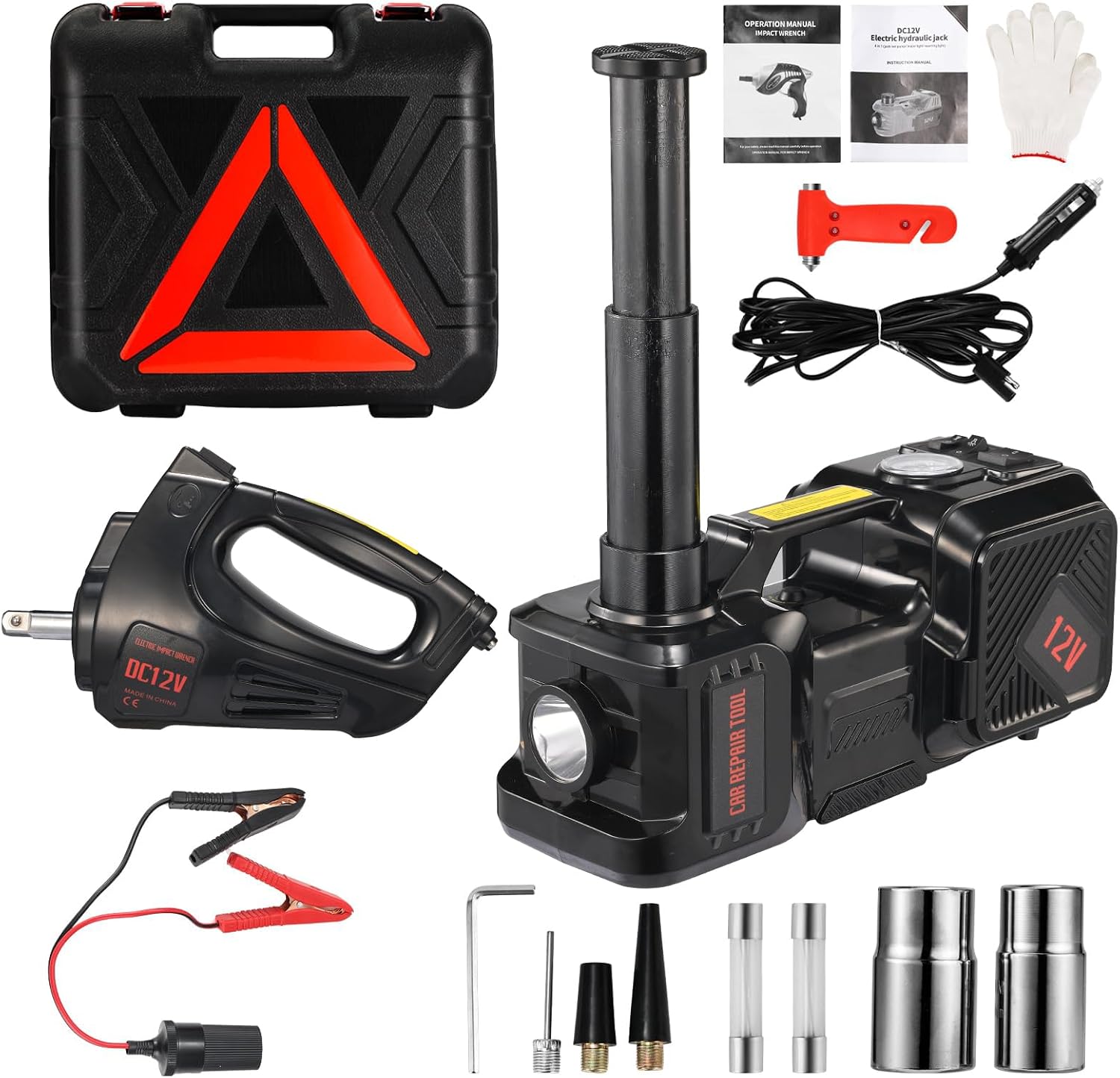 Hydraulic Car Lift - 電動カージャッキキット 5トン 12V 電動フロアジャッキ 車両用、電動油圧ジャッキ 自動車修理ツールセット