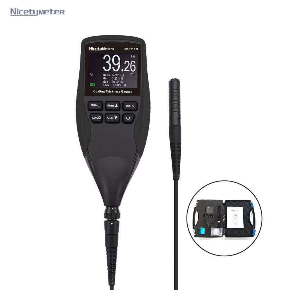 Paint Thickness Gauge - Nicetymetifeデジタルコーティング厚さ計、ft液晶車の絵フィルムメーター、個別のプローブ、バックライト、データストア、0-1250um