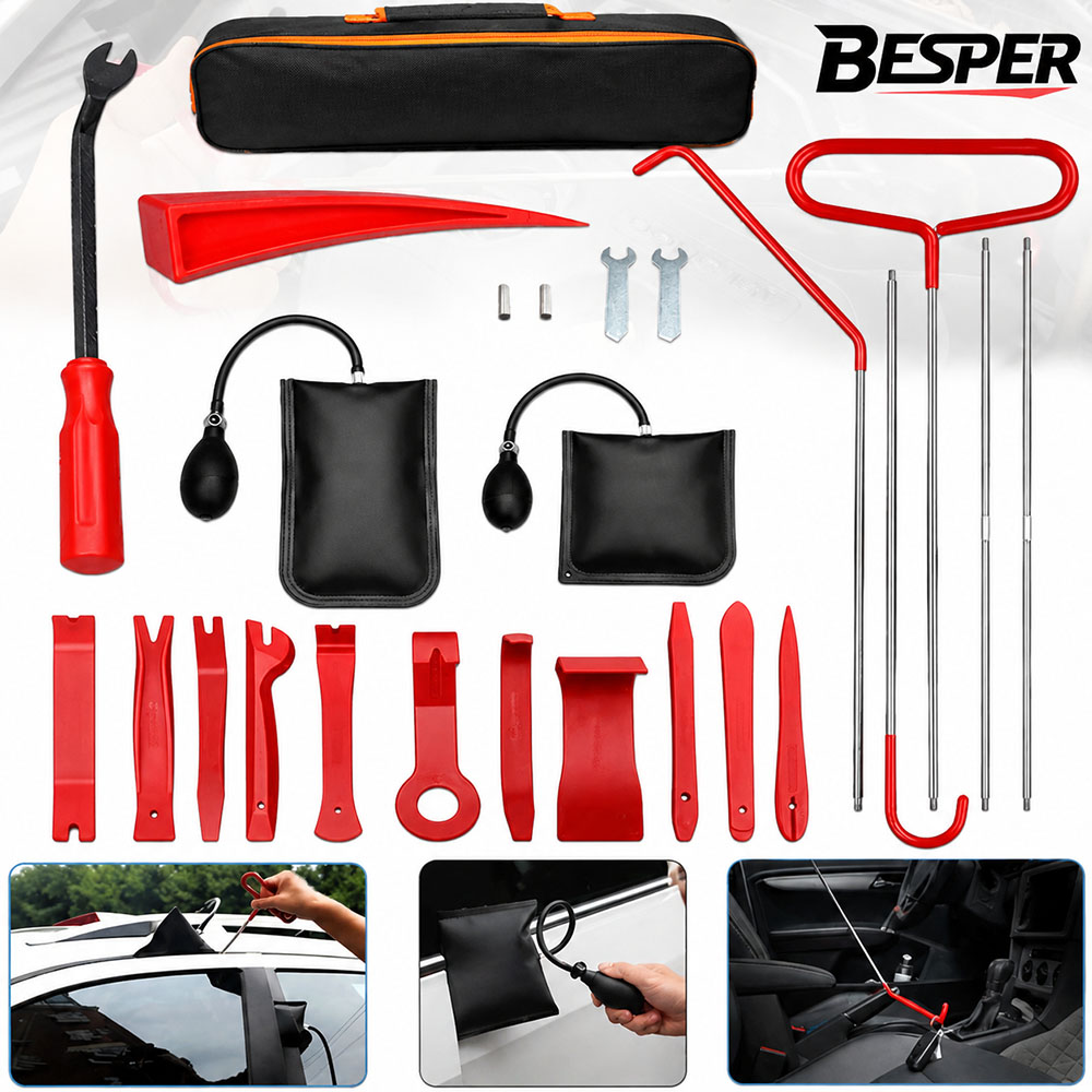 Dent Repair Puller - 43/25/17個入り 車用エアウェッジポンプ 鍵屋ツールキット 厚型ドアオープニングエアバッグ ロングリーチグラバー付き 自動車緊急解錠修理ツール