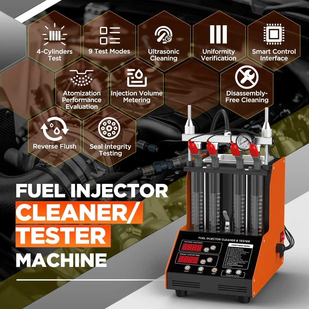 燃料インジェクタークリーニングマシン、4気筒9テストモード自 - Fuel Injector Tester のレビューと価格