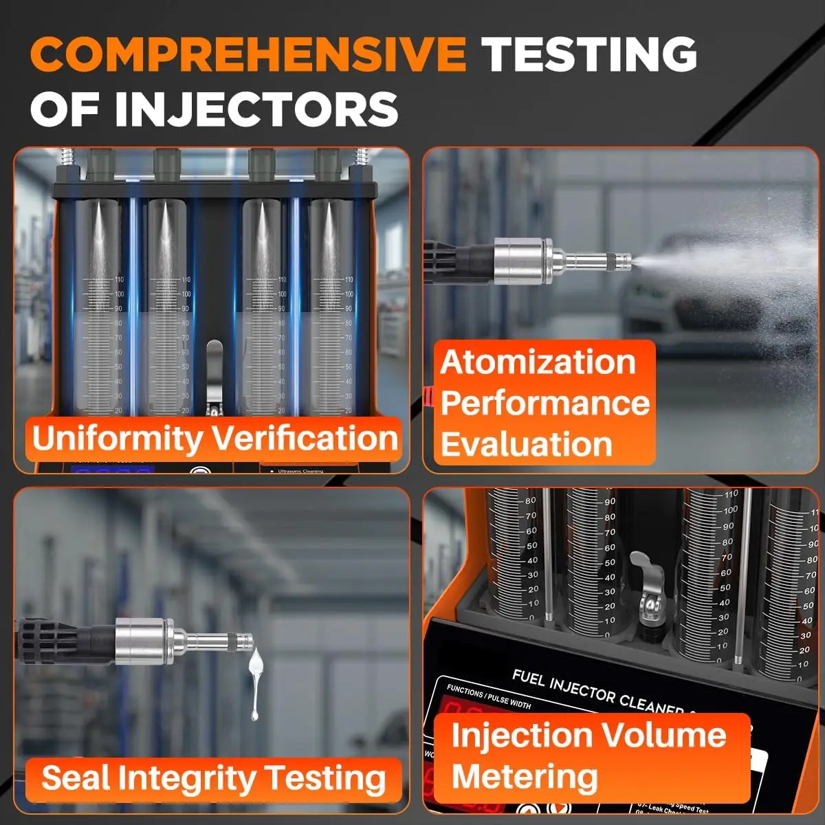 燃料インジェクタークリーニングマシン、4気筒9テストモード自 - Fuel Injector Tester のレビューと価格