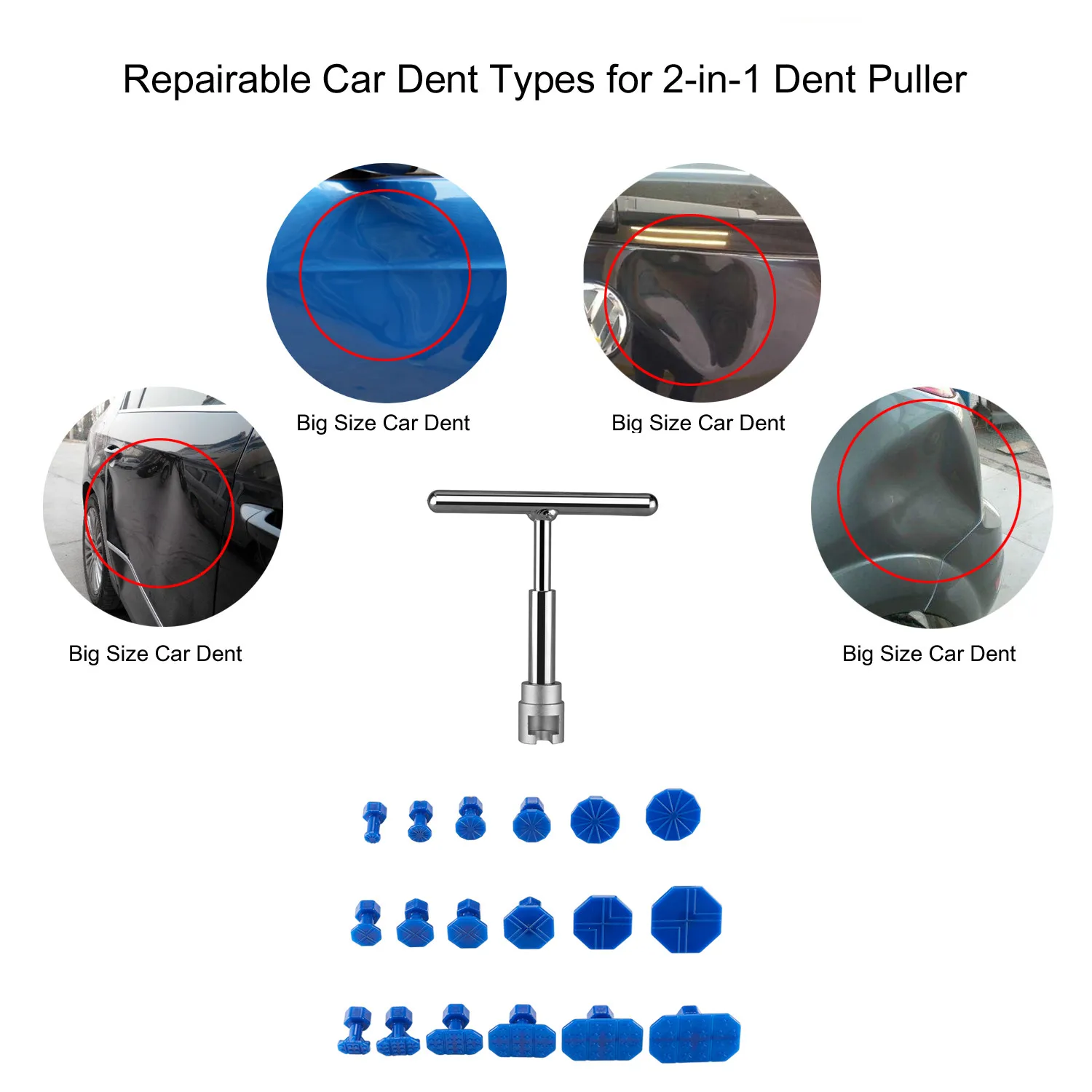 車のへこみ修理プラー、18個のプラスチック接着タブと金属Tハ - Dent Repair Puller のレビューと価格